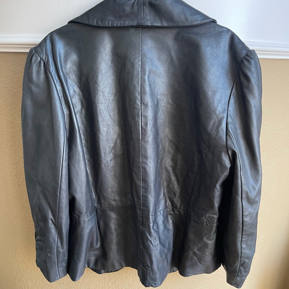 Classiques Entier Genuine Black Leather Jacket Blazer Size XL - Picture 4 of 13